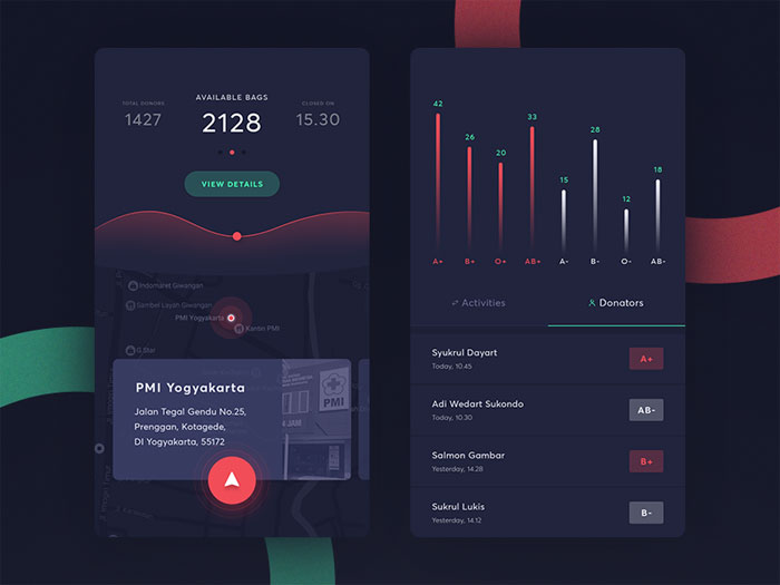 blood-donation-app-concept- Mobile Dashboard Design: Android and iOS UI Examples