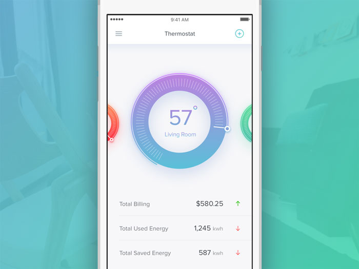 exploration-thermostat-dash Mobile Dashboard Design: Android and iOS UI Examples