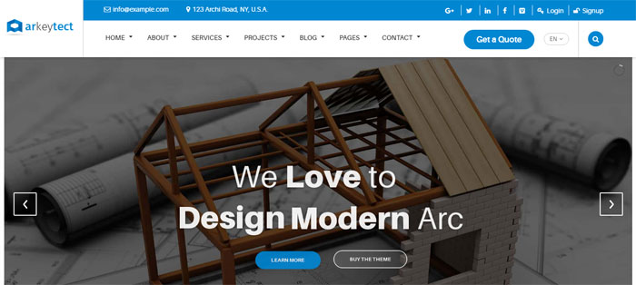 Arkeytect Architecture WordPress Themes To Design An Architect's Website
