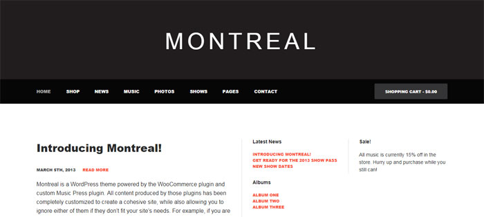 Montreal WordPress Themes for Musicians (46 WP Themes)