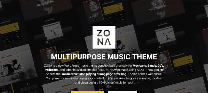 ZONA WordPress Themes for Musicians (46 WP Themes)