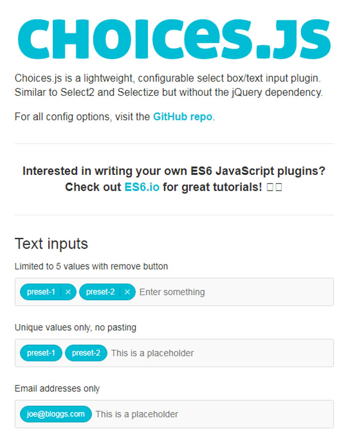 Choices jQuery Form Plugins To Use In Your Websites (46 Options)