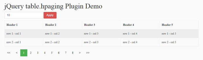 Table.hpaging jQuery Pagination Plugins To Download
