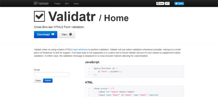 Validatr jQuery Form Plugins To Use In Your Websites (46 Options)