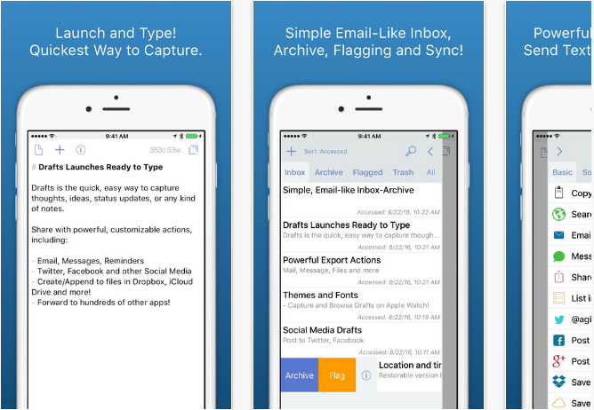 Drafts iOS productivity apps for iPhone and iPad