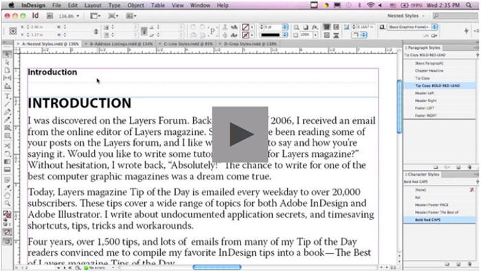 Using-Nested-Styles-in-InDe Adobe InDesign tutorial examples that will teach you how to use InDesign