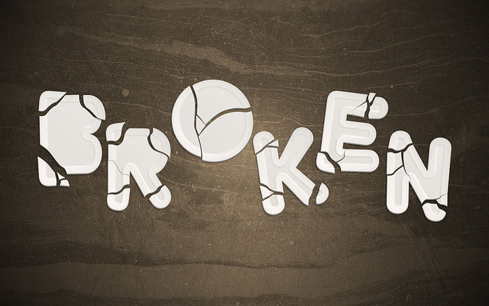 Create an awesome broken plate typography effect
