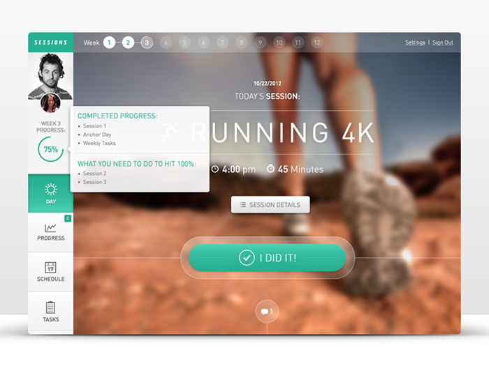 Fitness Web App: Sessions UI Design
