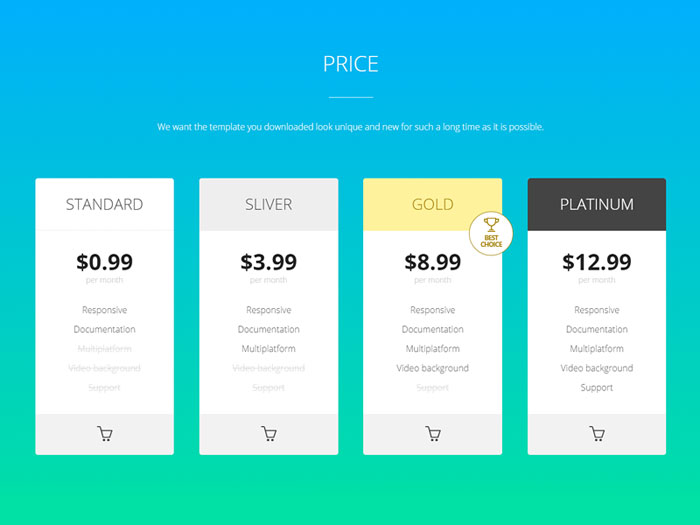 Ray - Pricing table