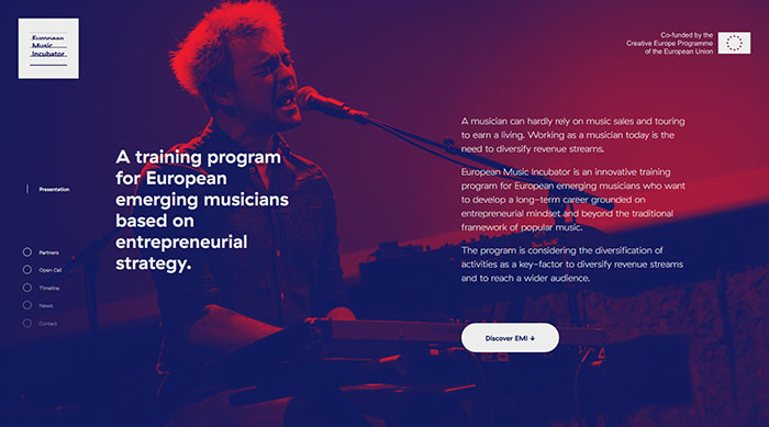 European Music Incubator site design