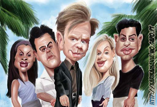 csi miami cast. CSI Miami cast Caricature
