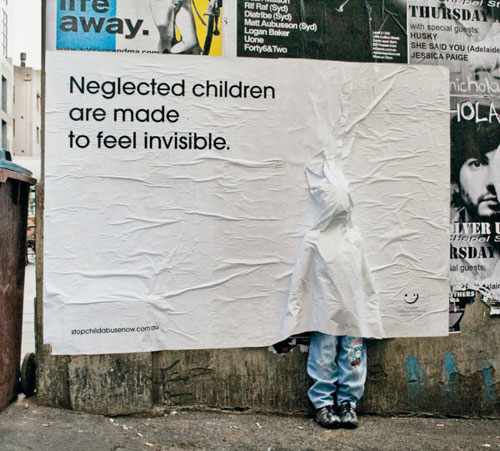 Neglected children are made to feel invisible Billboard Advertisement