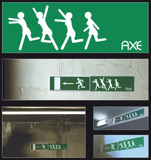 Axe-Emergency-Exit-sign Advertisement Ideas: 500 Creative And Cool Advertisements