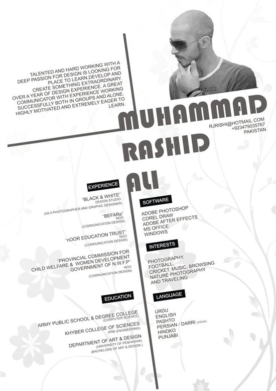 muhammad rashid ali creative resume inspiration