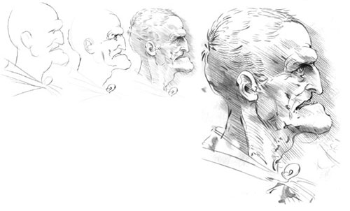 Study of Old Man's Face in Profile tutorial