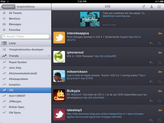 Twitterrific iPad Design