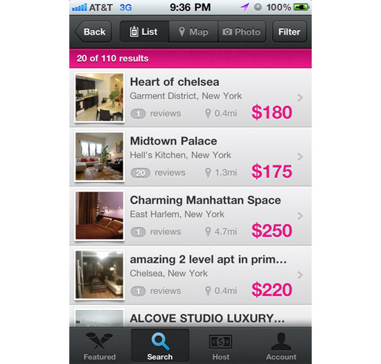 Airbnb 2 iPhone App Design Inspiration