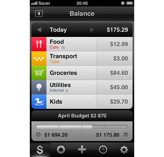 Saver iPhone App Design Inspiration