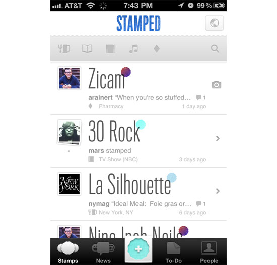 Stamped iPhone App Design Inspiration