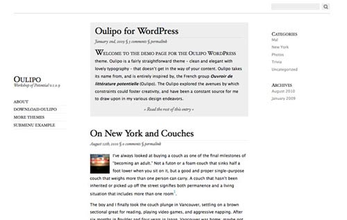 Oulipo - Top Quality Free Minimalist WordPress Theme