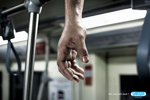 Sanzer Hand Gel - What do you really touch? 3 print advertisement