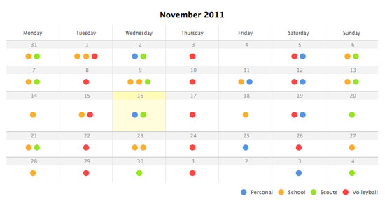 A clean calendar in CSS3 & jQuery