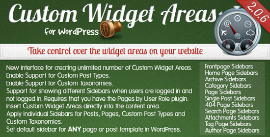 Custom Widget Areas for WordPress Plugin