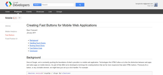 Creating Fast Buttons for Mobile Web Applications