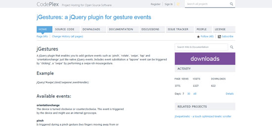 jGestures: a jQuery plugin for gesture events