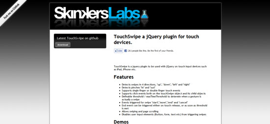 TouchSwipe a jQuery plugin for touch devices
