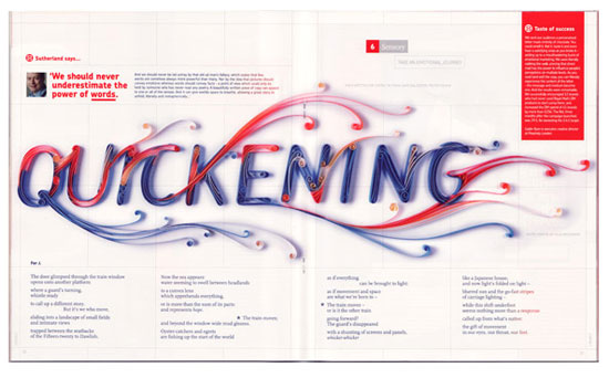 Paper lettering for the spring issue of the Contact Magazine Paper Art Design