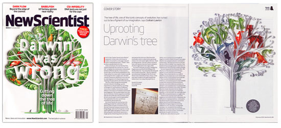 Cover and inside paper illustrations for redesigned issue of the New Scientist magazine Paper Art Design