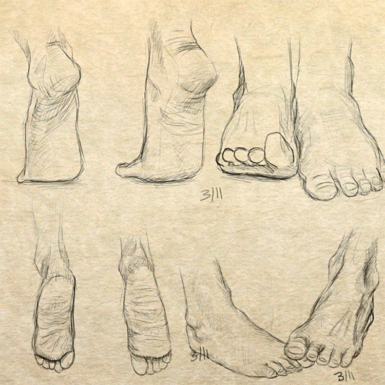 01-neil_patel_182-feet-sketches How to draw legs, realistically drawn male and female legs