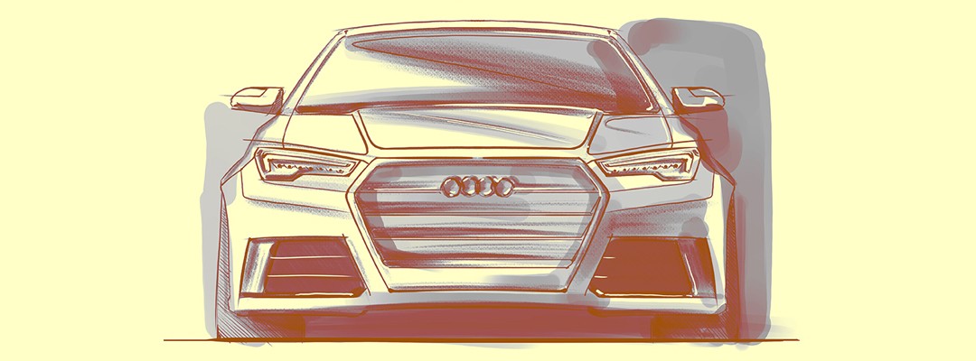 Drawing of a Luxury Sports Car from Front View - Stock Illustration  [93974710] - PIXTA