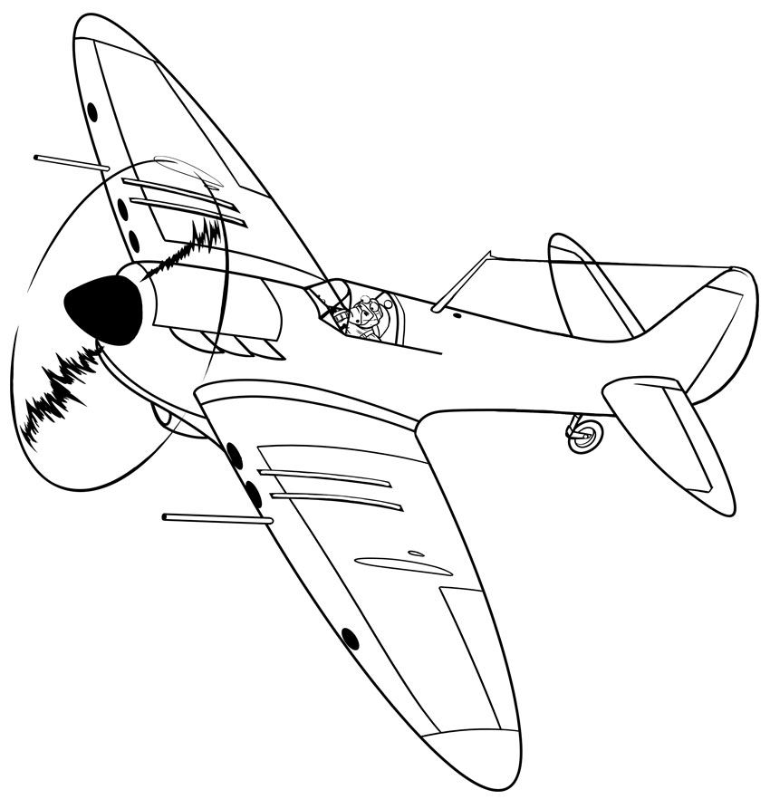 Spitfire_Line_Final How to draw an airplane (Quick tutorials you can try)