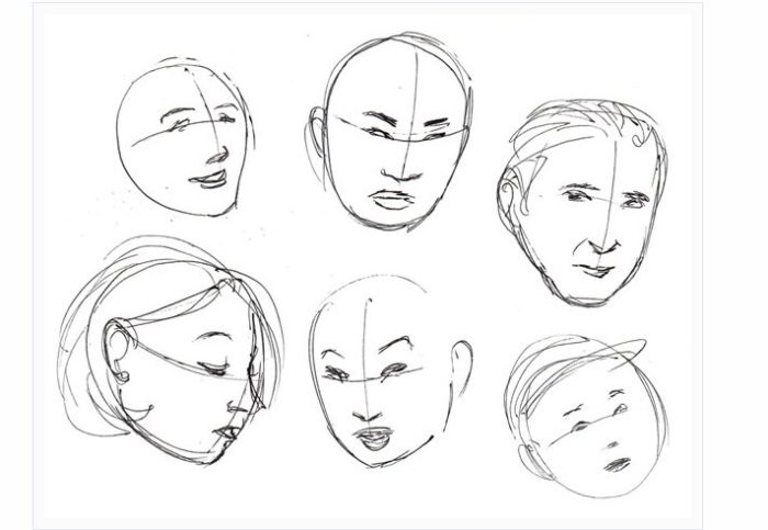 How to draw heads and faces at different angles