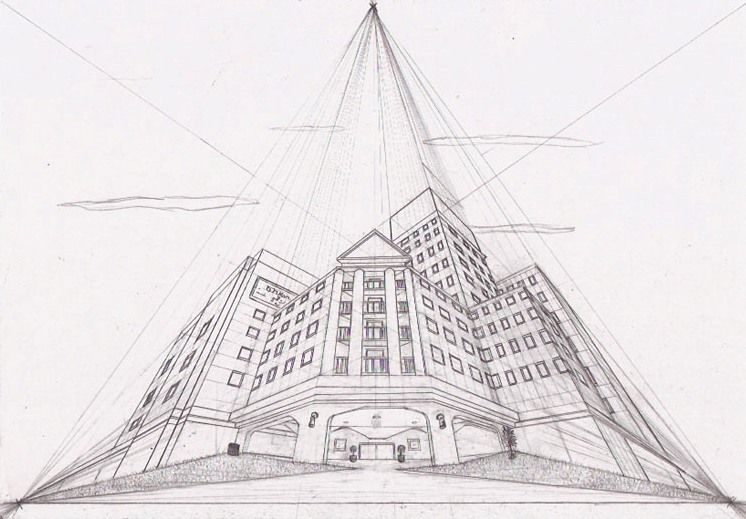 How to draw buildings like an architect in 2-point or 3-point perspective