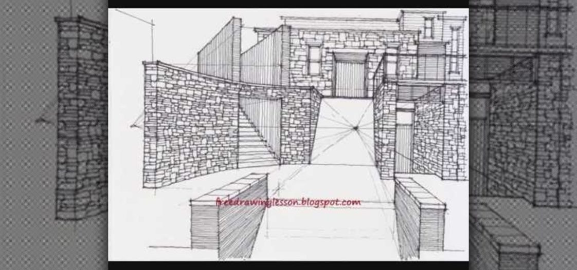 How to draw buildings like an architect in 2-point or 3-point perspective