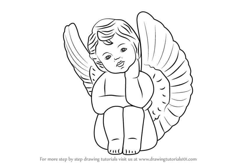 Cartoon Angel Drawing And Sketches for Kindergarten