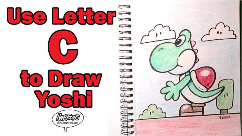 How-To-Draw-Yoshi-Easily-Using-Letter-C-1 How To Draw Yoshi: 24 Easy To Follow Tutorials