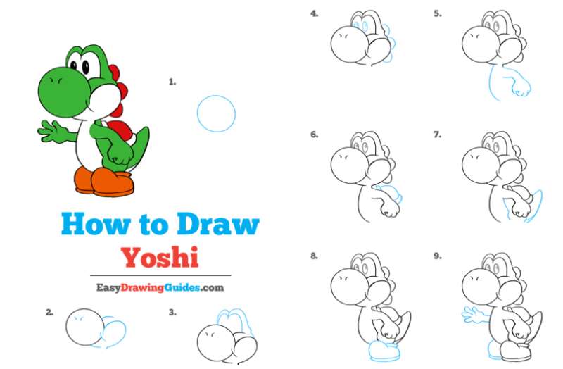 How-To-Draw-Yoshi-From-Super-Mario-%E2%80%93-Really-Easy-Drawing-Tutorial How To Draw Yoshi: 24 Easy To Follow Tutorials