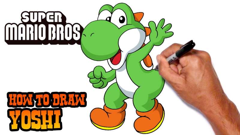 How-To-Draw-Yoshi-Super-Mario-Bros-1 How To Draw Yoshi: 24 Easy To Follow Tutorials