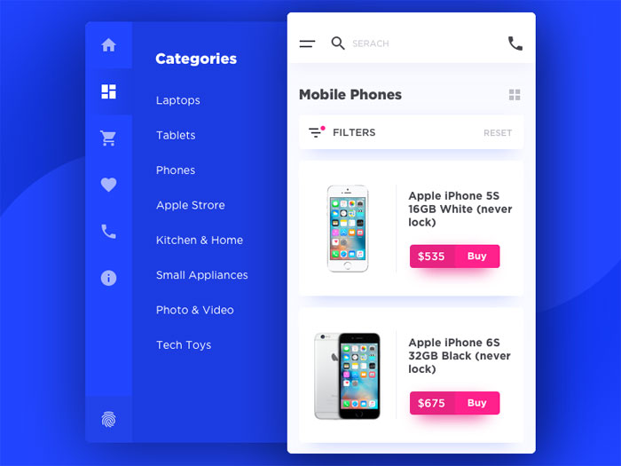 ecommerce_thumb Mobile Menu Design User Interface Examples (33 App Menus)