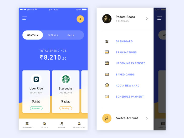 spending-app-another-explor 44 Mobile Tab Design Examples To Inspire Your User Interfaces