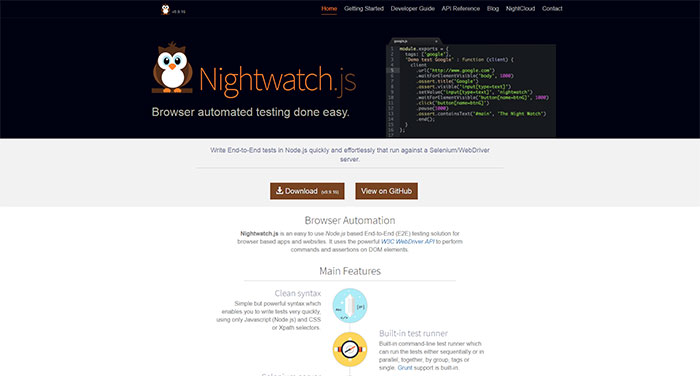 nightwatchjs.org_ JavaScript Testing Frameworks: The Best to Test JS Code