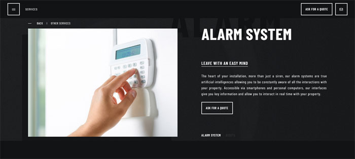 Installer-of-alarm-systems- Horizontal scrolling website examples to use as inspiration