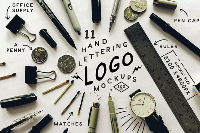 Hand-Lettering-Logo-Mockups Logo mockup templates to download and use to present your logos