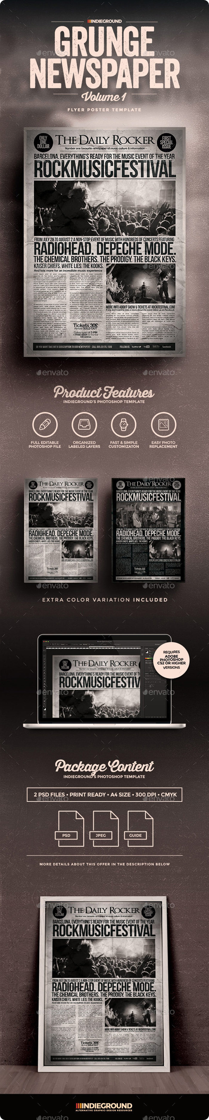 GrungeNewspaperVol1_Flyer_P-700x3742 43 Flyer templates you should download for your clients