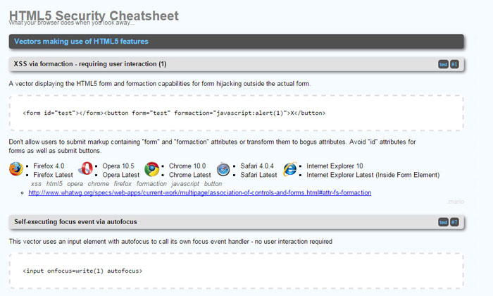 HTML5-Security-Cheat-Sheet CSS, HTML, JavaScript cheat sheets
