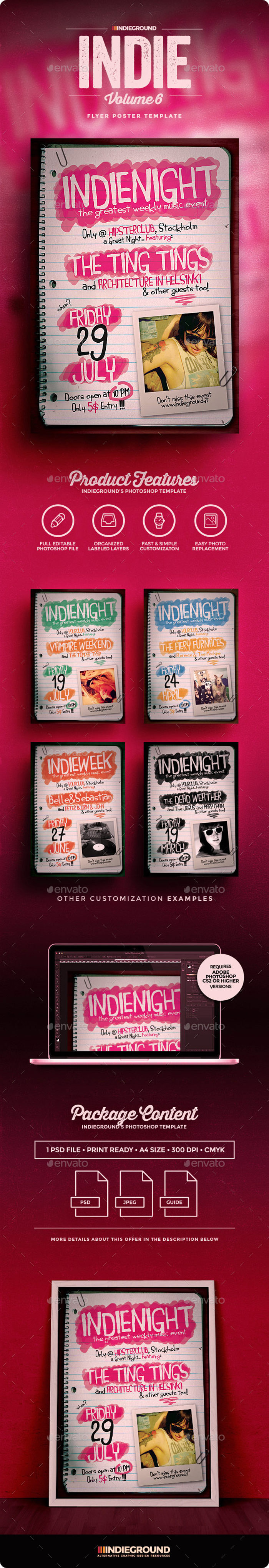 IndieVol6_Flyer_Preview-700x4077 33 Flyer templates you should download for your clients